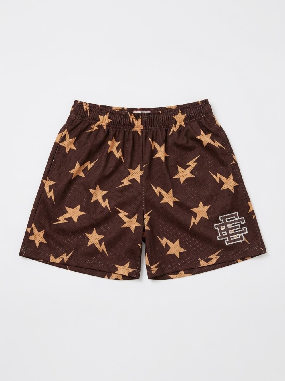 Eric Emanuel Brown Star & Lightning Athletic Shorts